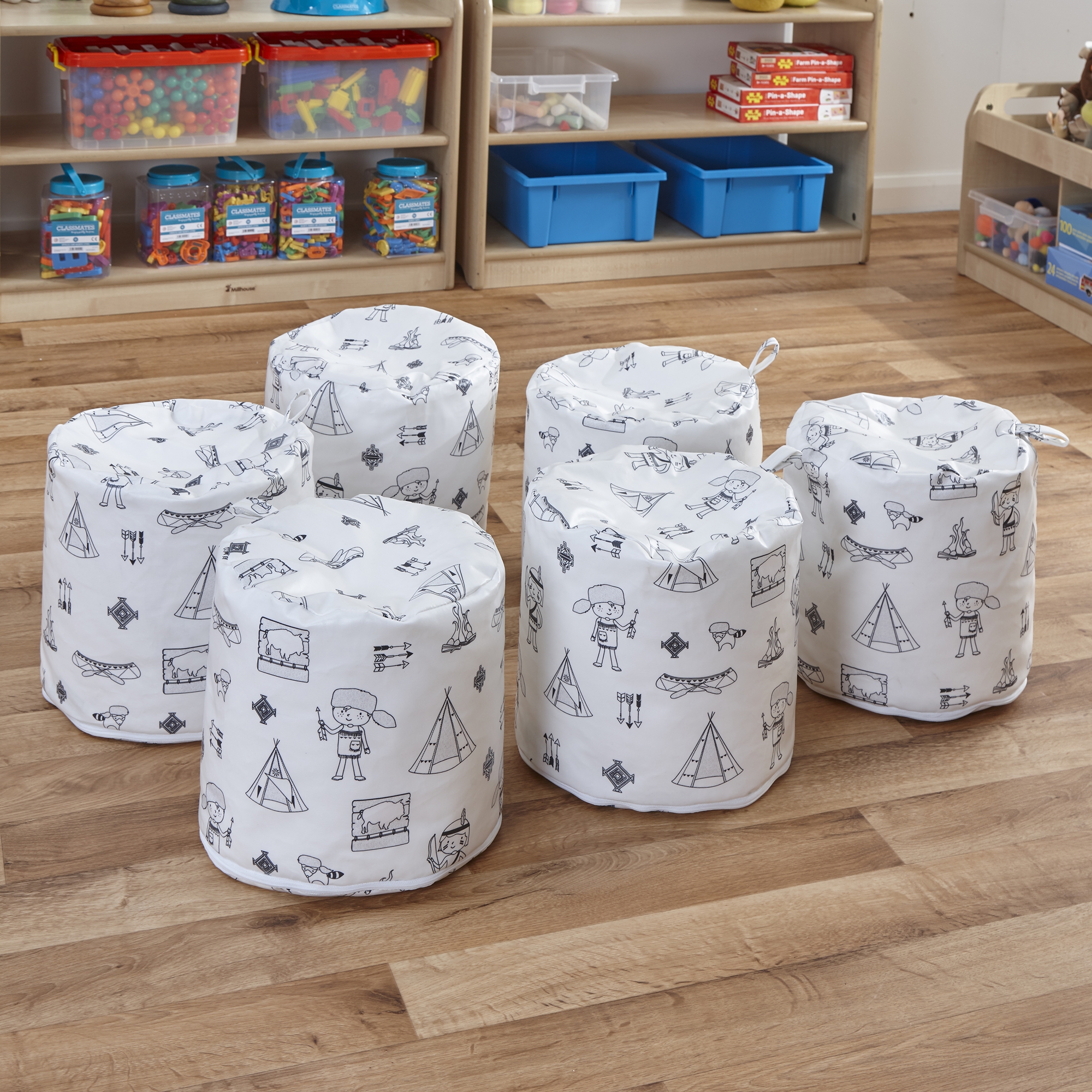 Welcome To My Tribe Wipe Clean Coated Set Of 3 Pouffes